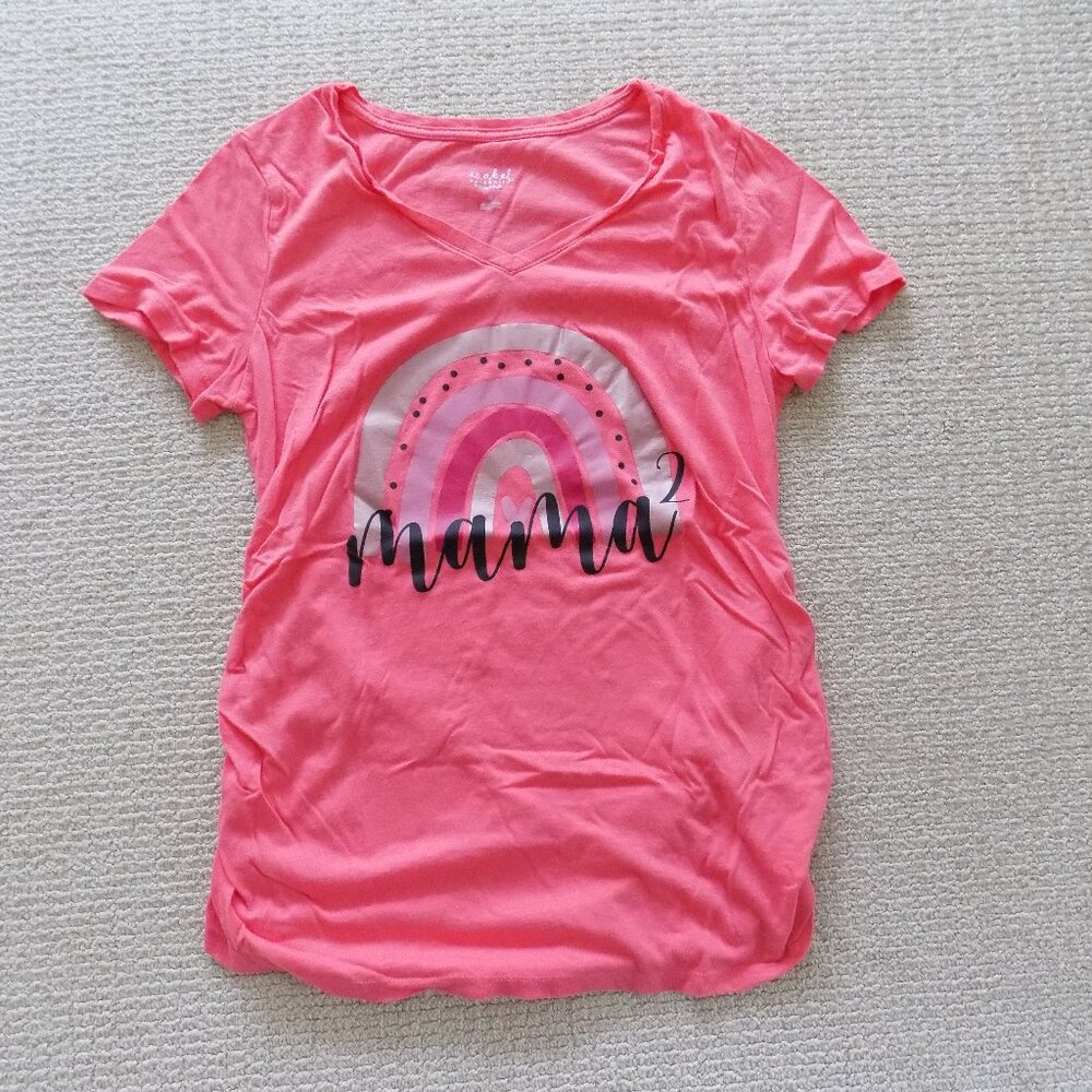 ISABEL MATERNITY MAMA SQUARED RAINBOW SHIRT